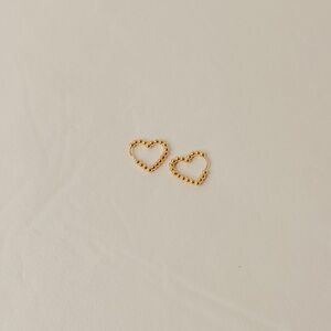 18k Gold Plated Beaded Heart Hoop